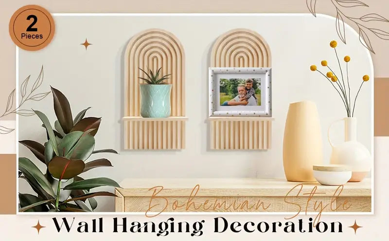 Boho Sonnen-Wandregal aus Holz