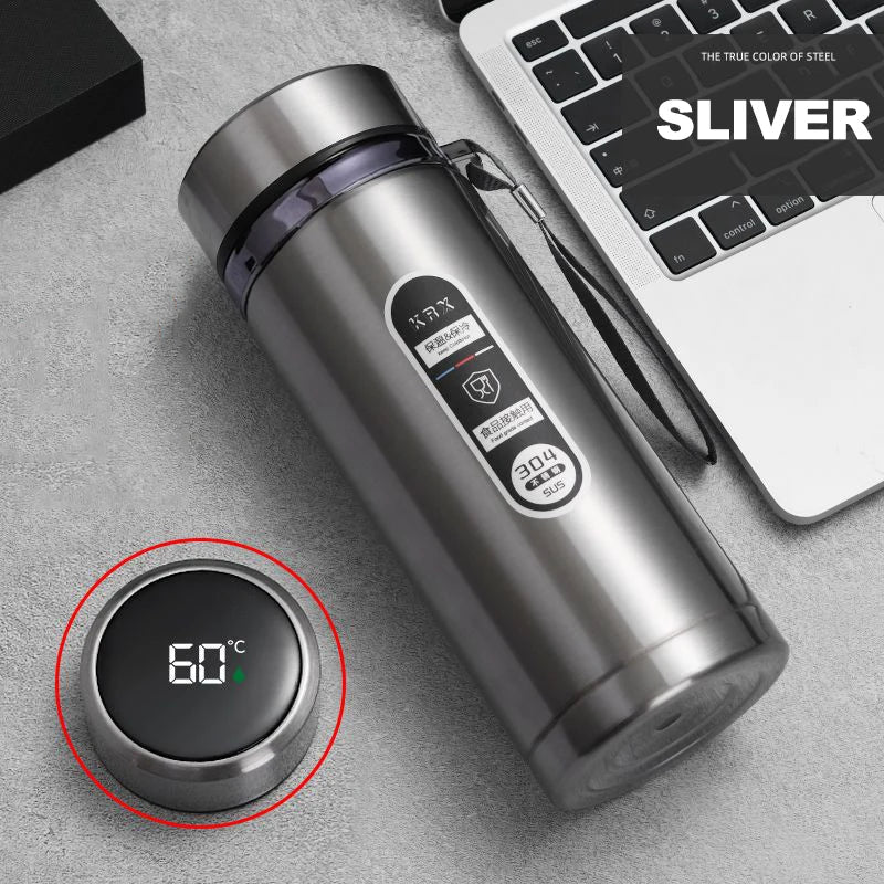 Edelstahl-Thermosflasche 1L mit LED-Temperaturanzeige