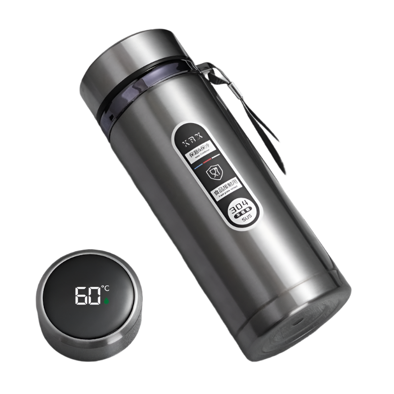 Edelstahl-Thermosflasche 1L mit LED-Temperaturanzeige