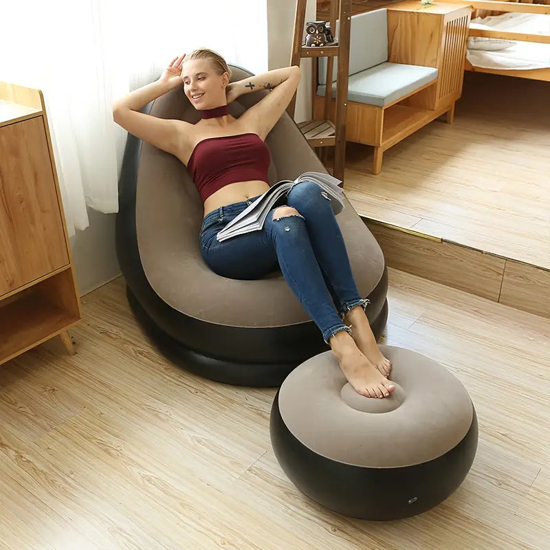 Aufblasbares Loungesofa mit Hocker – Komfortables Luftsofa zum Entspannen für Zuhause & Outdoor