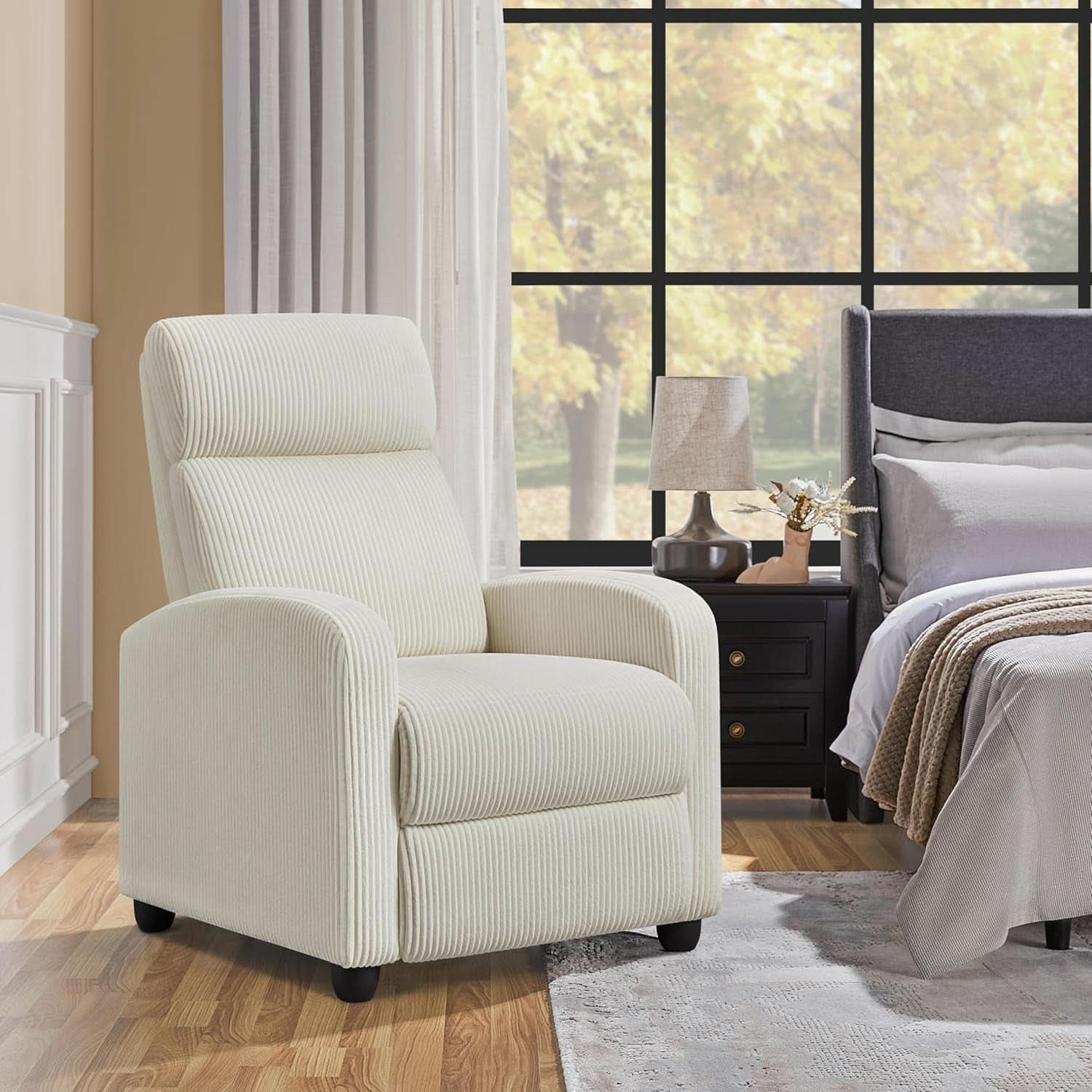 Cord-Sessel mit verstellbarer Rückenlehne – Beige