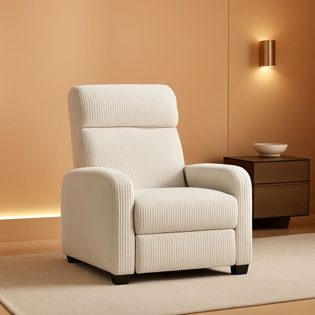 Cord-Sessel mit verstellbarer Rückenlehne – Beige