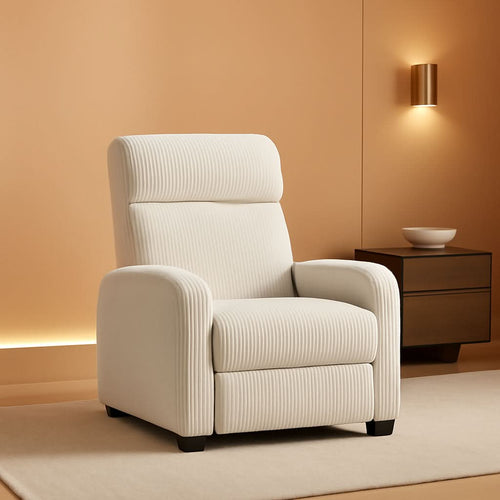 Cord-Sessel mit verstellbarer Rückenlehne – Beige