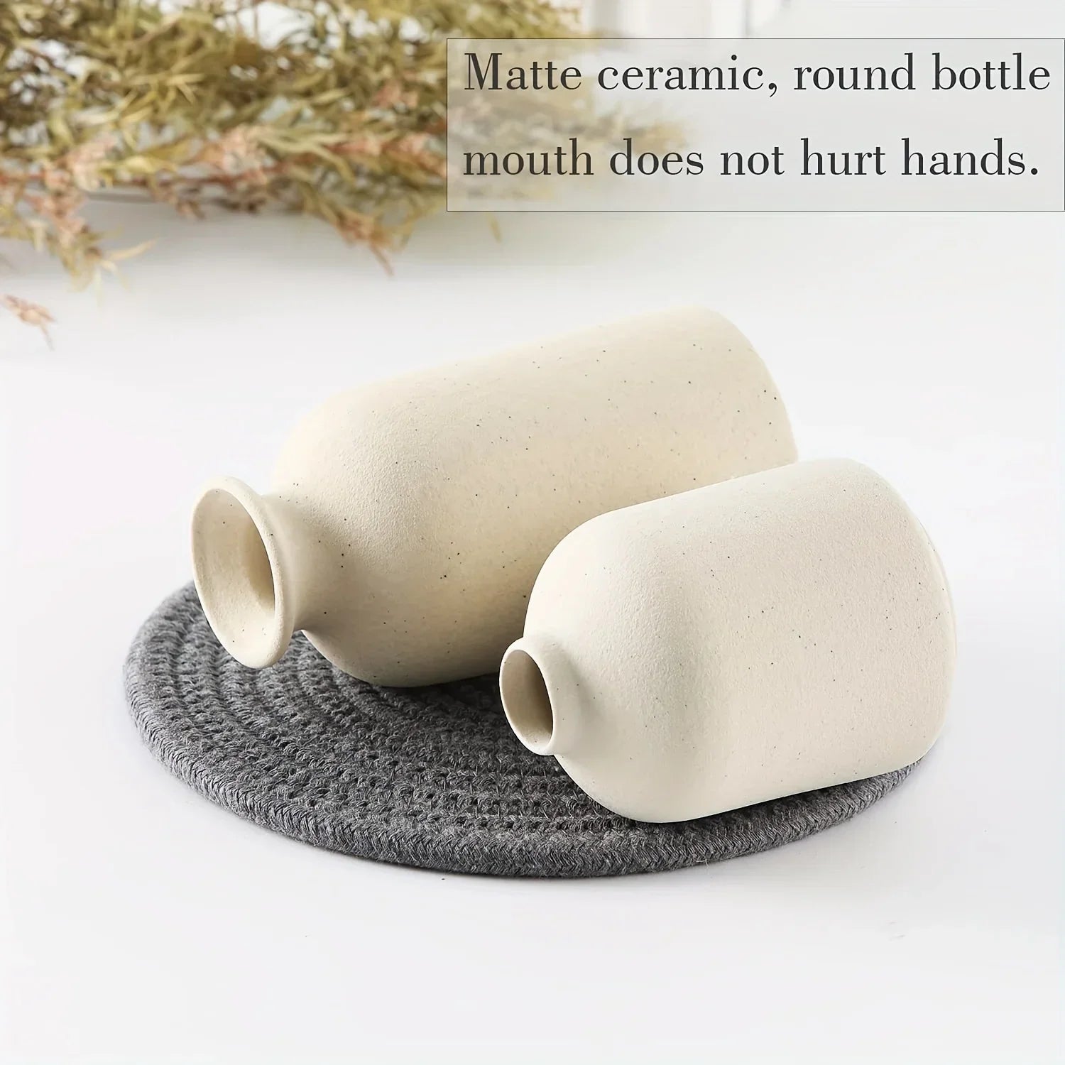 Keramikvasen-Set, 3-teilig, Beige, Dekovasen und Landhausstil