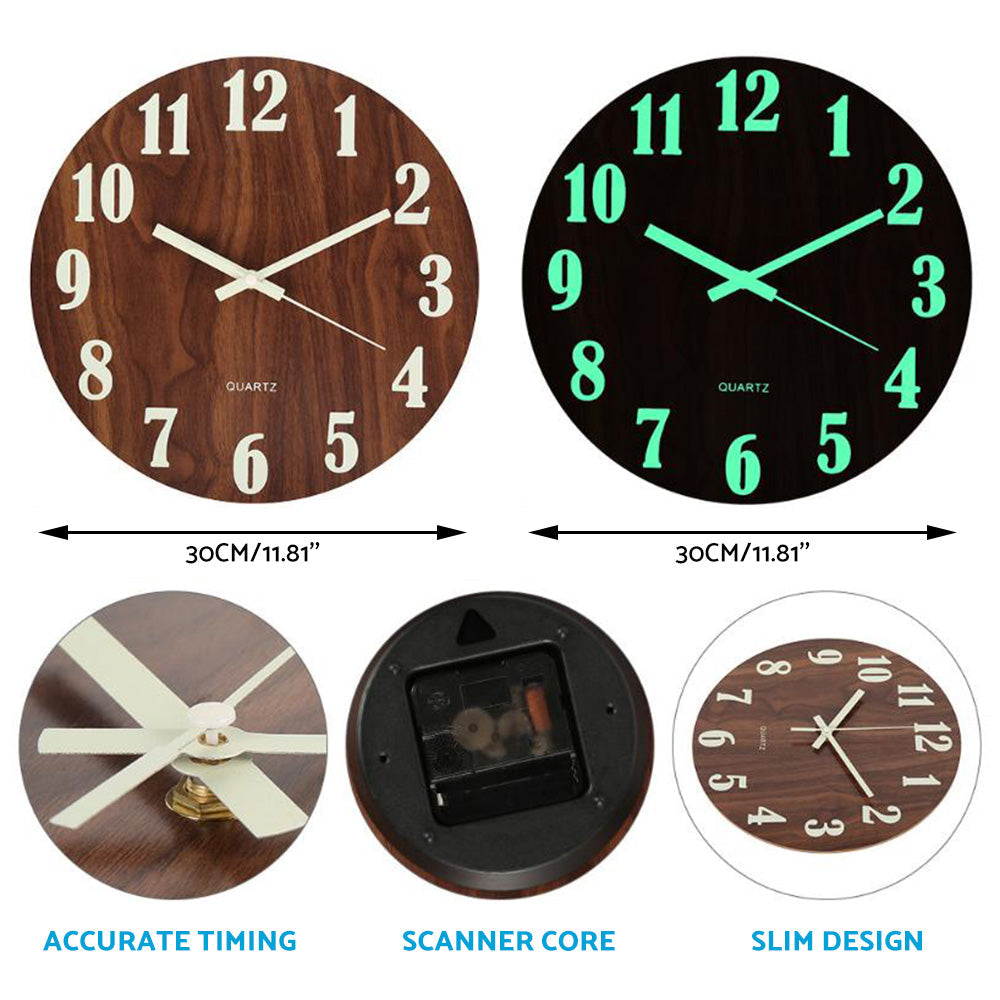 Nachleuchtende Wanduhr 30 cm