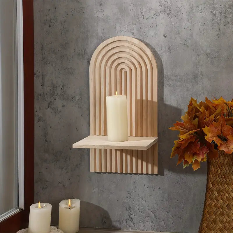 Boho Sonnen-Wandregal aus Holz