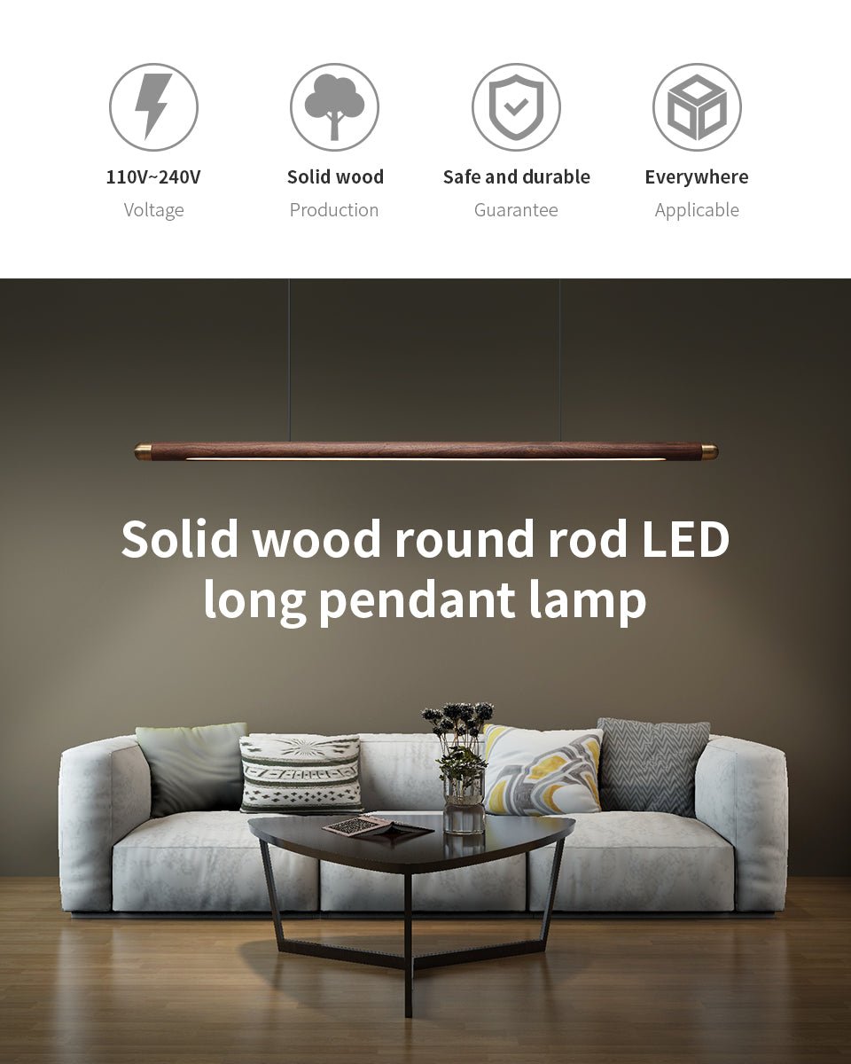 Premium Pendelleuchte aus Massivholz & Messing