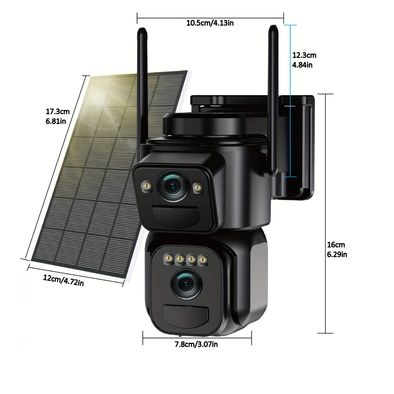 360° Solar-Überwachungskamera mit LED-Flutlicht