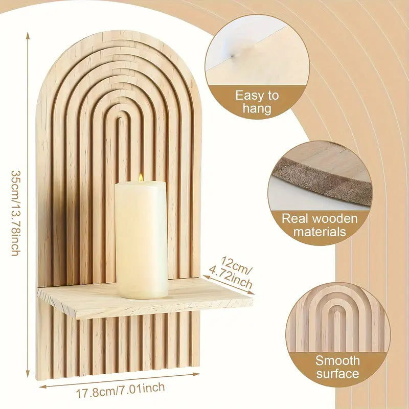 Boho Sonnen-Wandregal aus Holz