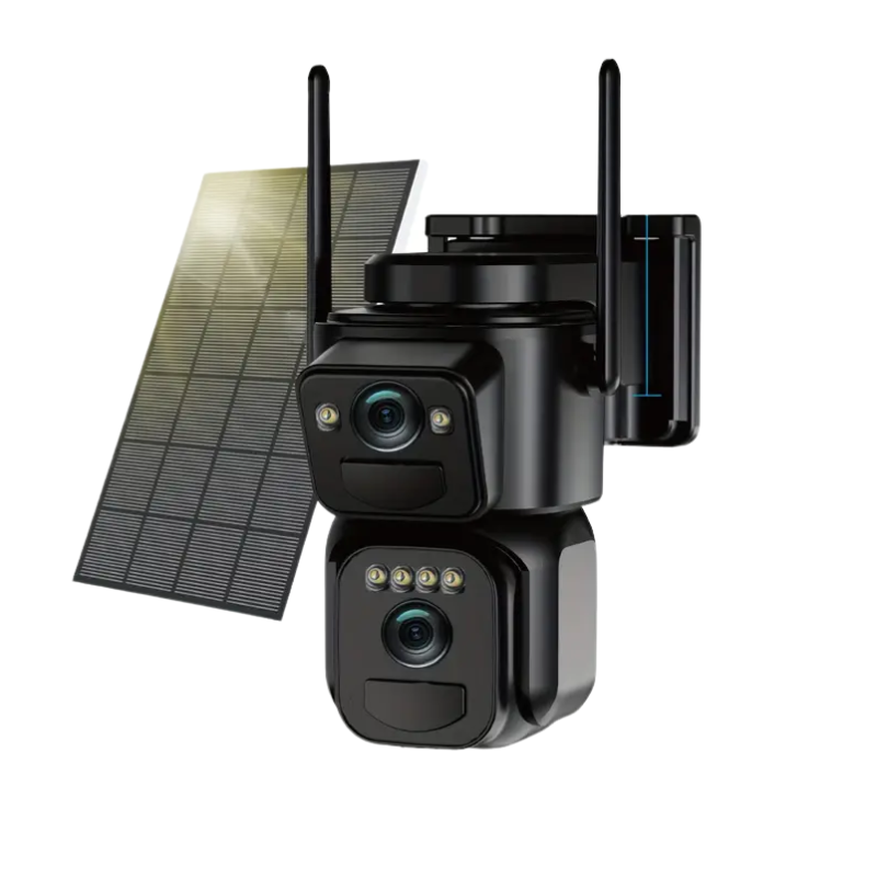 360° Solar-Überwachungskamera mit LED-Flutlicht
